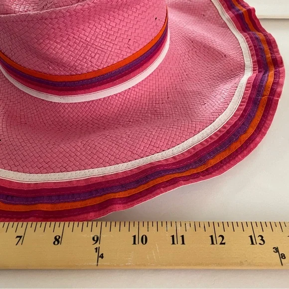 Nordstrom Fine Italian Floppy Pink Straw/Paper Wide Brim Hat NWOT New! - Picture 2 of 5